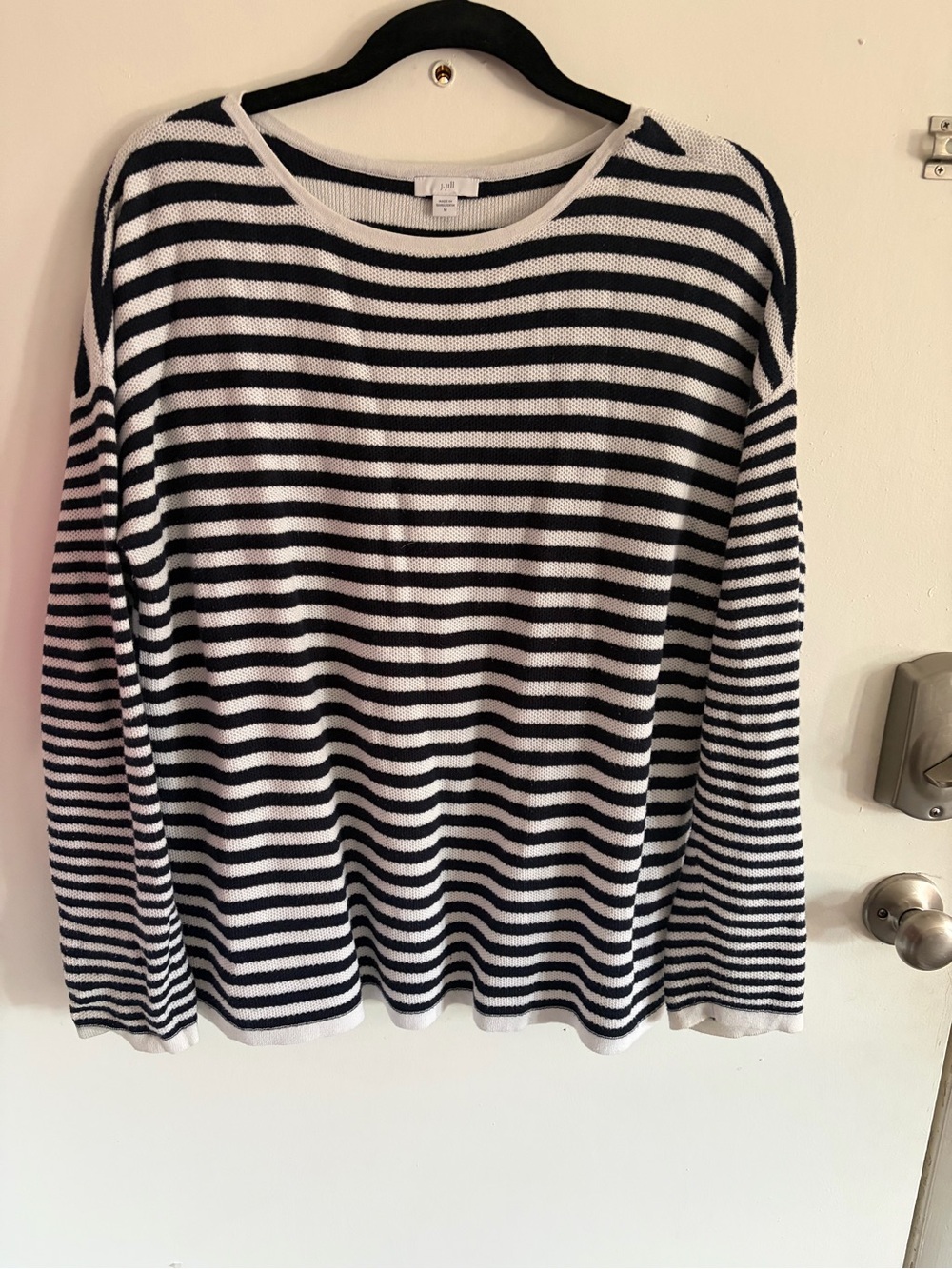 J. Jill Black & White Striped Crewneck Knit Top - Picture 2 of 5